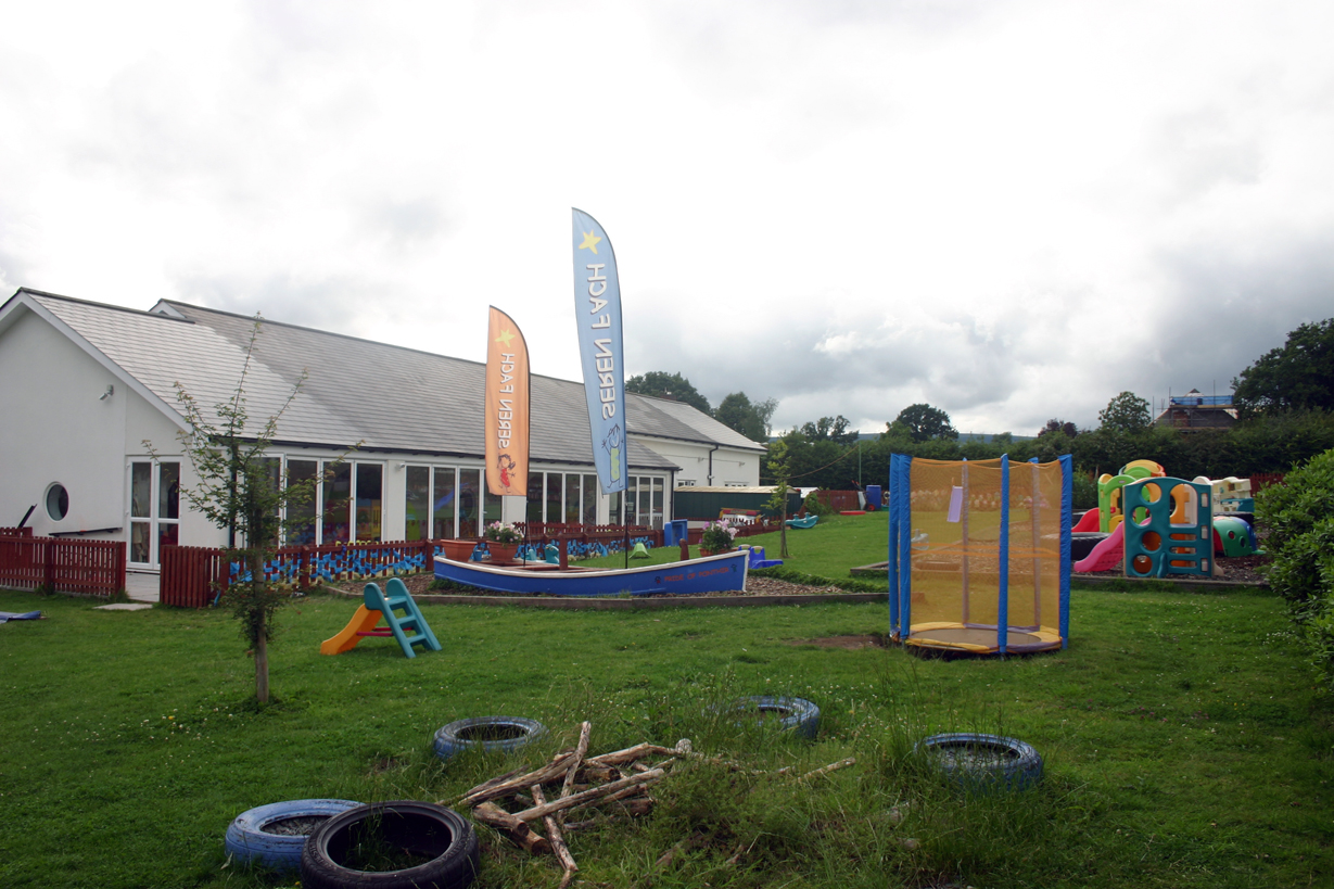The outdoor play area at Seren Fach Nursery